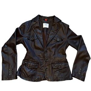 Esprit vintage brown leather jacket blazer y2k soft Lambskin